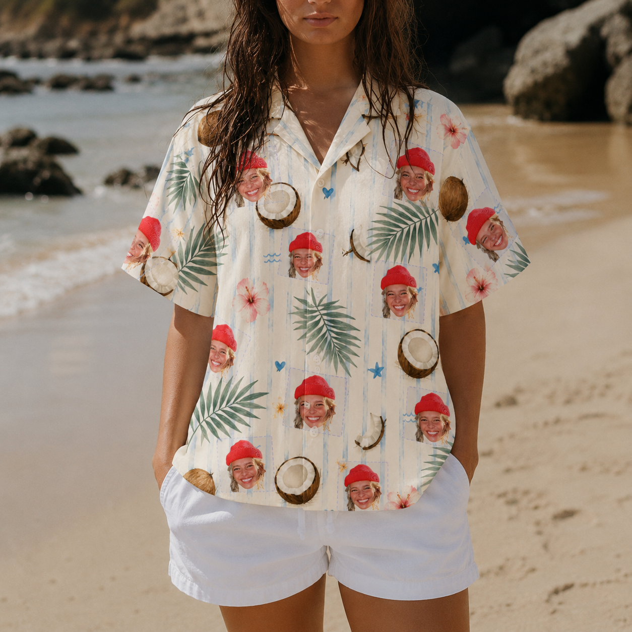 Coconut Club Hawaiian Shirt – Personalized Face Photo Tropical Aloha Shirt, Custom Family & Friends Island Getaway Outfit