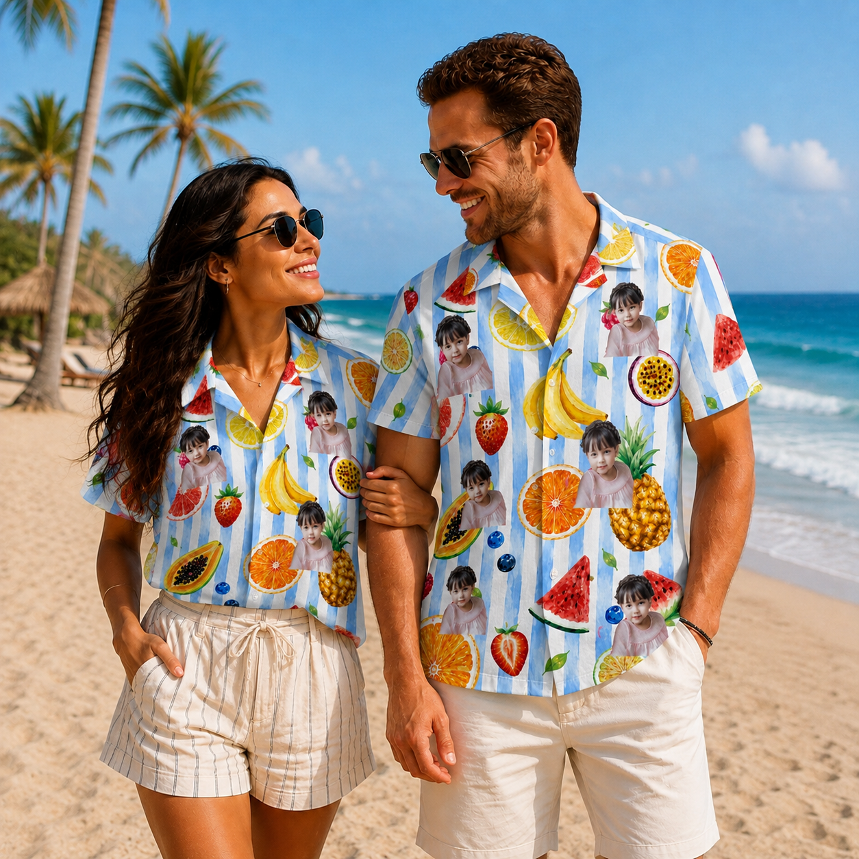 Tropical Fruit Pattern Personalized Hawaiian Shirt - Custom Kids Photo Shirt