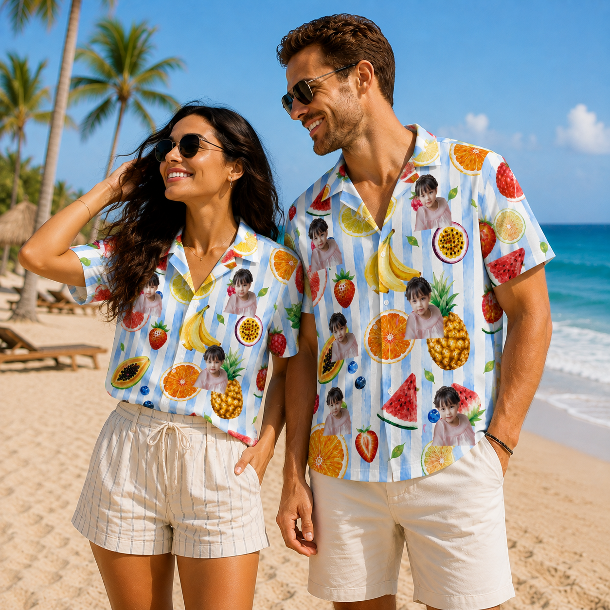 Tropical Fruit Pattern Personalized Hawaiian Shirt - Custom Kids Photo Shirt