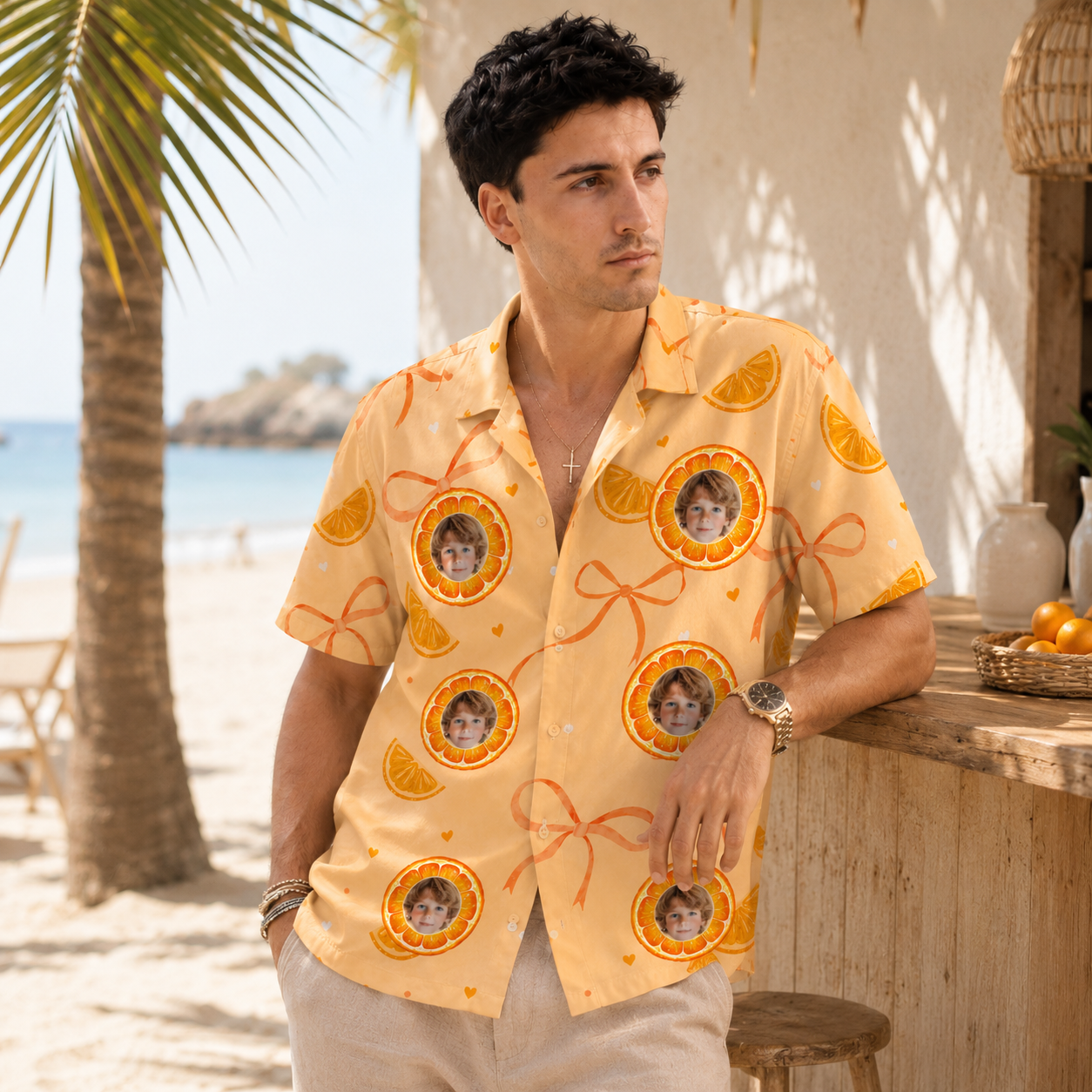 Personalized Orange Slice Shirt - Custom Photo Tropical Shirt, Custom Kids Face Hawaiian Shirt