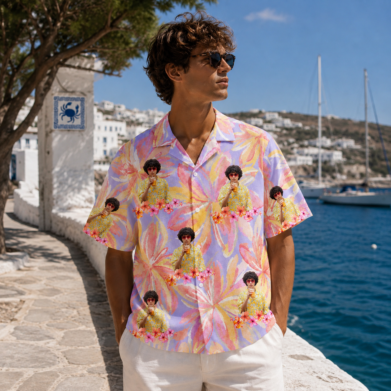 Custom Photo Hawaiian Shirt, Personalized Face Floral Aloha Shirt, Family Friends Vacation Shirt, Matching Tropical Group Outfit, Summer Trip Gift