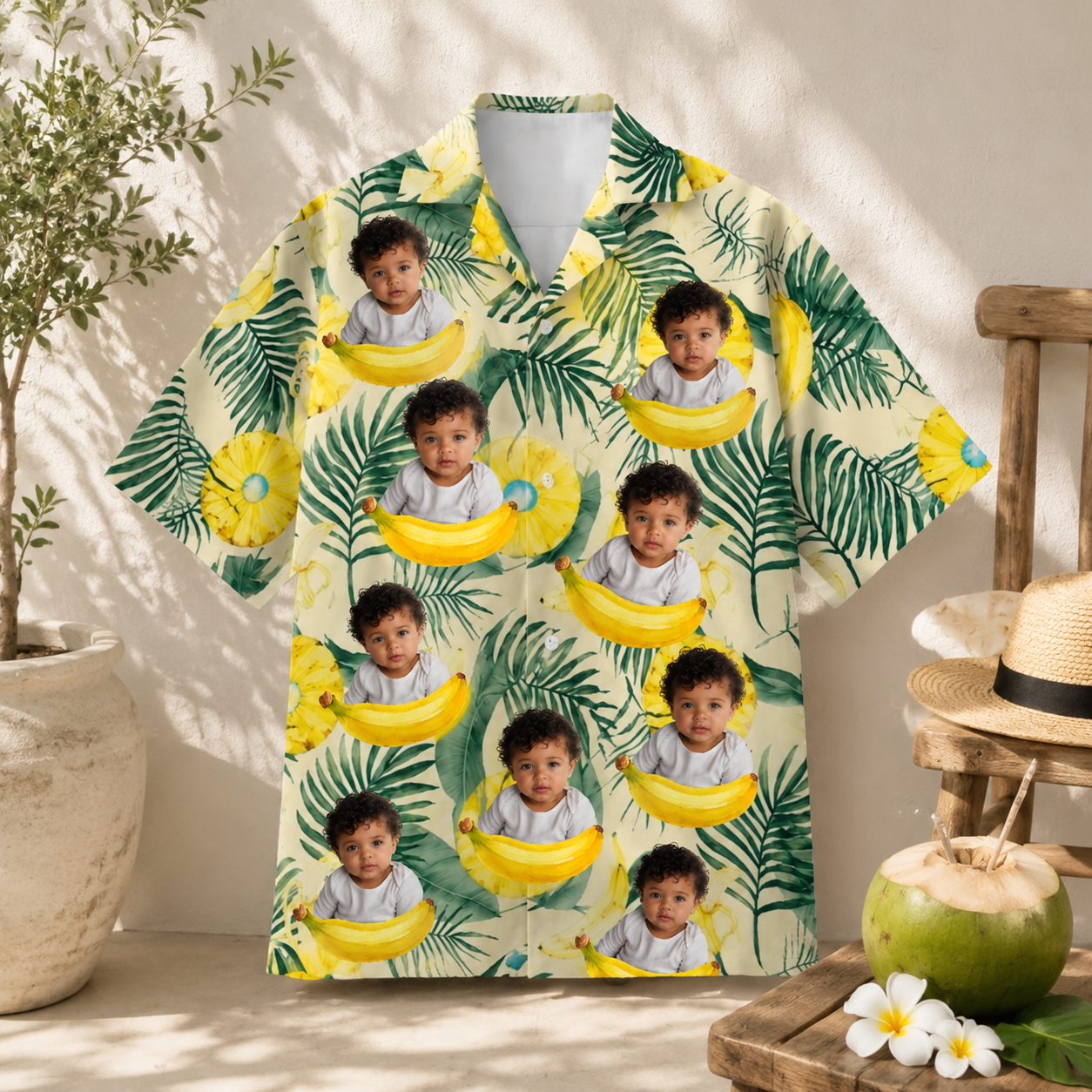 Personalized Custom Human And Pet Hawaiian Shirt Banana Tropical Fruit Summer Vacation Gift