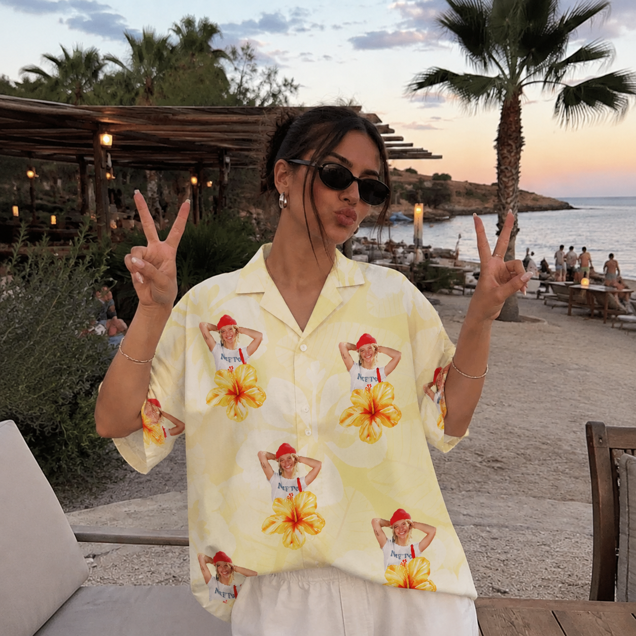 Custom Face Hawaiian Shirt, Personalized Hibiscus Photo Aloha Shirt, Tropical Family Friends Vacation Shirt, Floral Beach Group Outfit, Custom Summer Gift