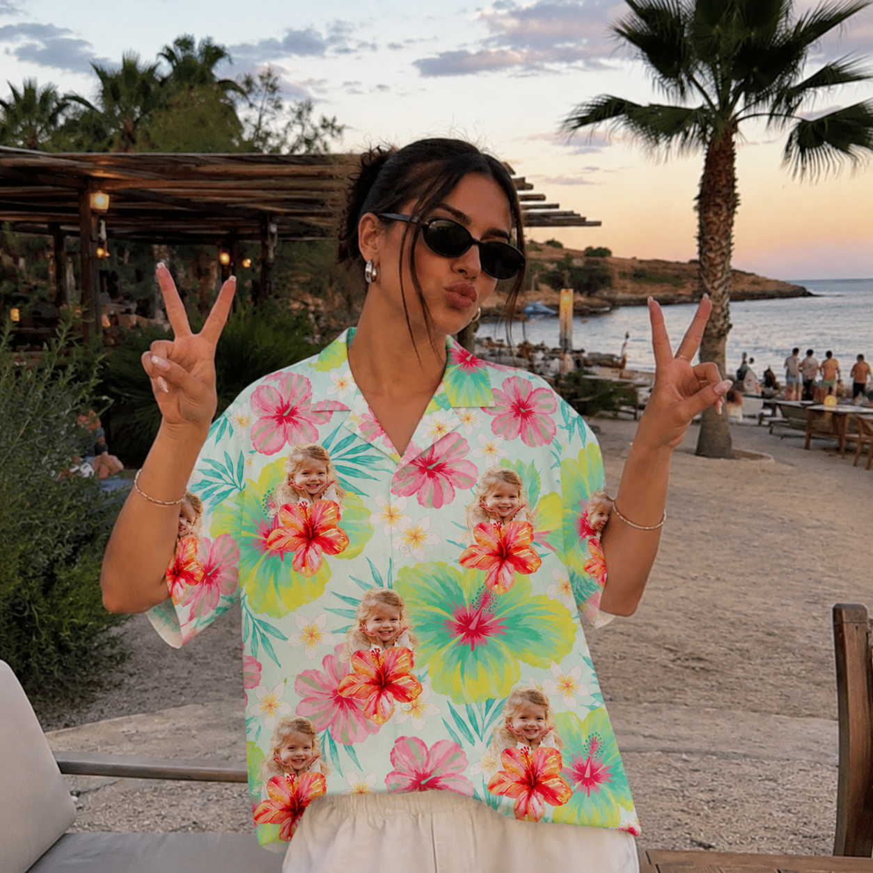 Tropical Daydream Hawaiian Shirt – Personalized Face Photo Floral Aloha Shirt, Custom Family & Friends Island Escape Outfit