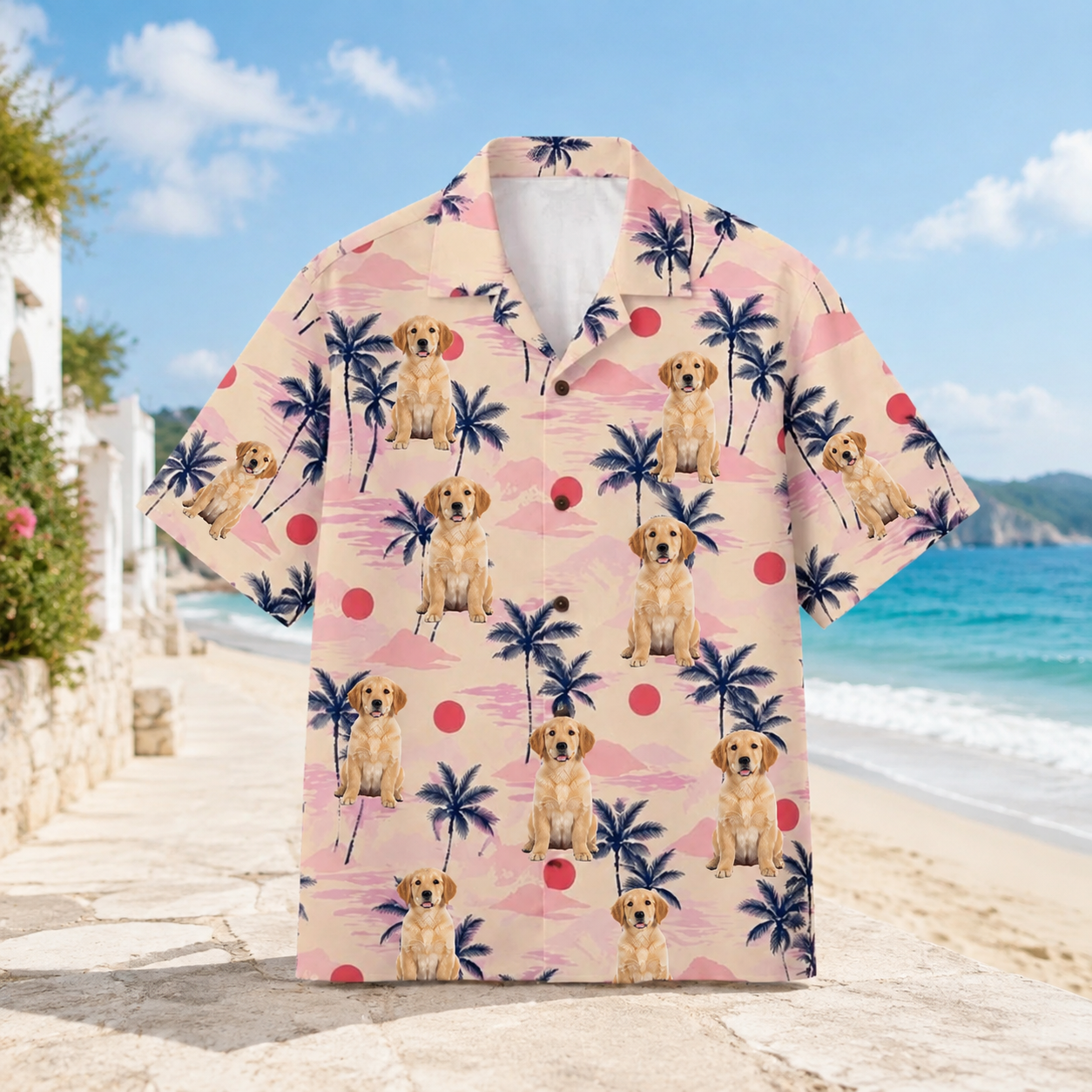 Personalized Custom Photo Hawaiian Shirt Tropical Palm Tree Beach Vacation Gift