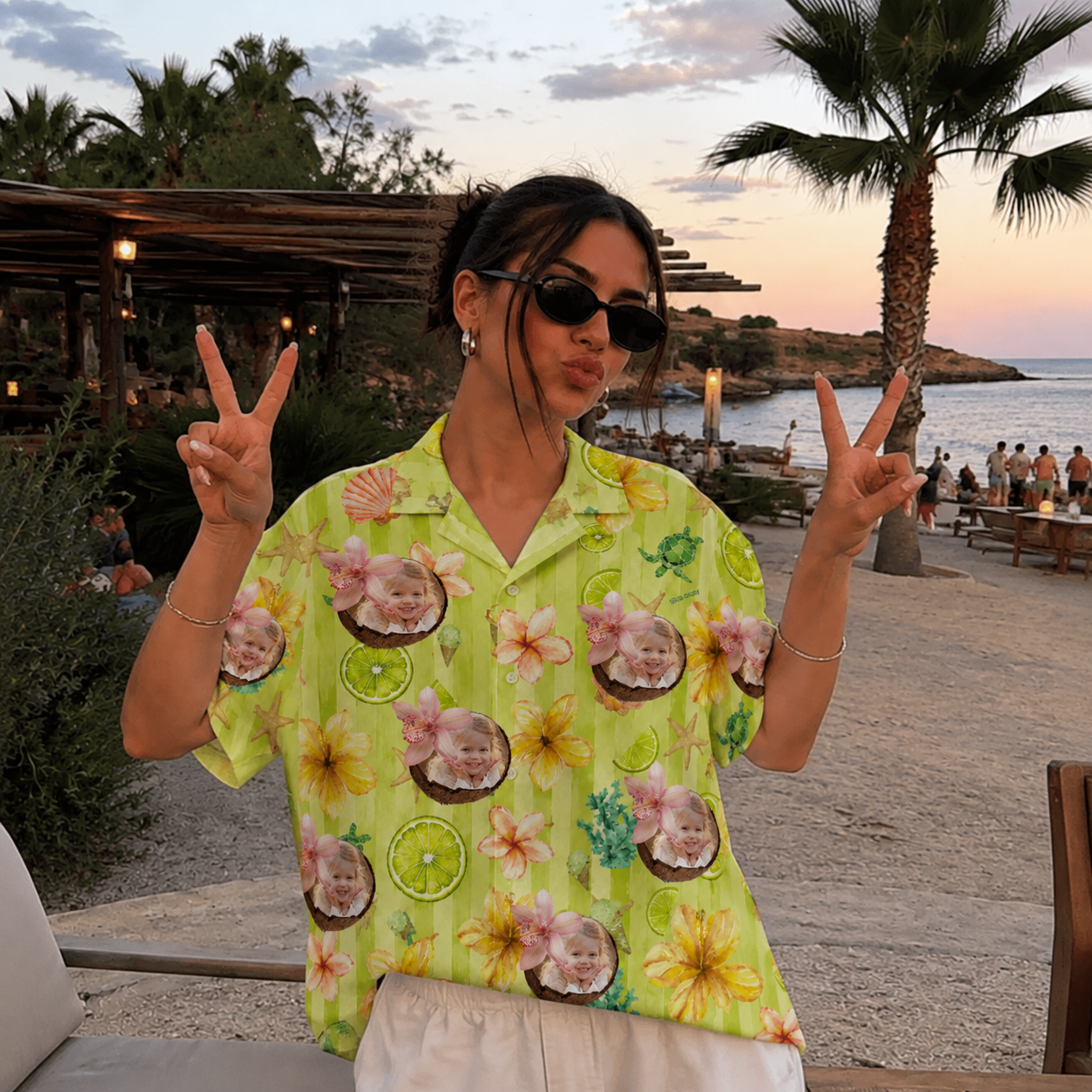 Custom Face Hawaiian Shirt, Personalized Tropical Fruit Aloha Shirt, Family Friends Vacation Shirt, Coconut Lime Beach Outfit, Custom Photo Summer Gift