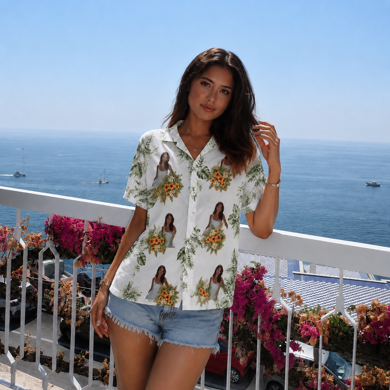 Tropical Floral Shirt - Custom Photo Hawaiian Shirt, Personalized Portrait Shirt