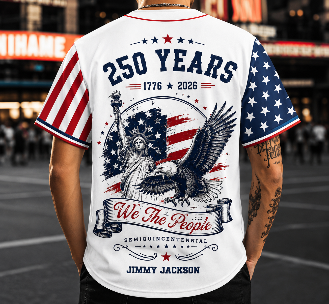 250 Years We The People Baseball Jersey, USA 1776-2026 Patriotic Anniversary Shirt XL