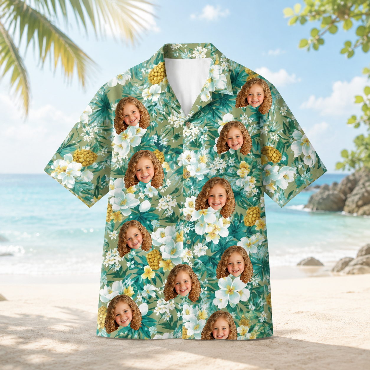 Personalized Custom Face Hawaiian Shirt Pineapple Tropical Floral Beach Vacation Gift