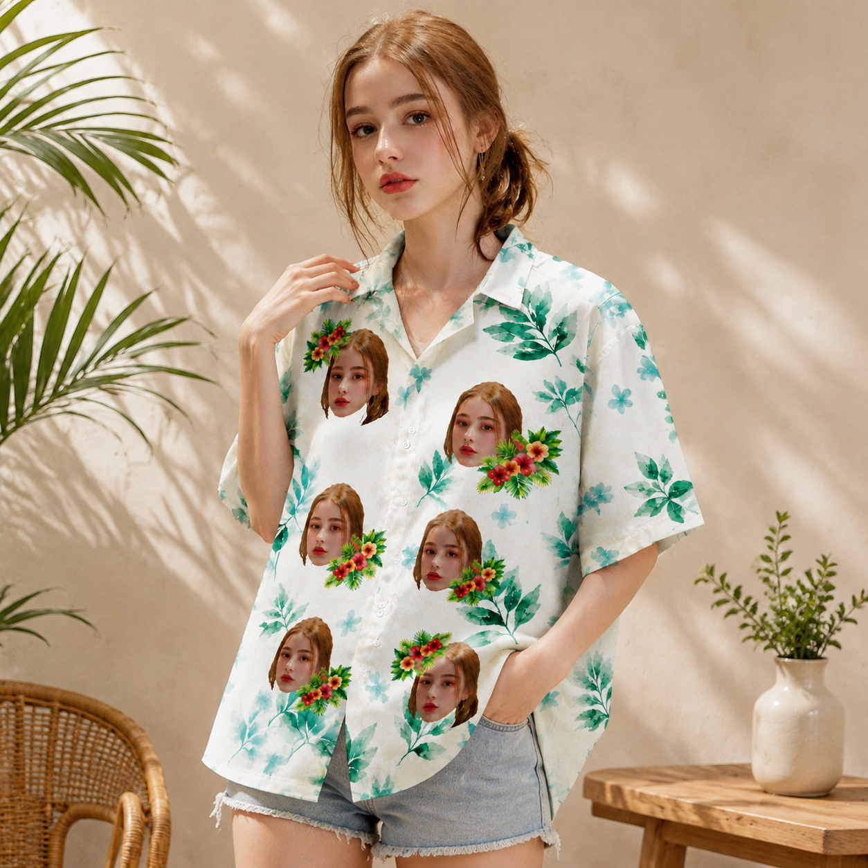 Tropical Floral Hawaiian Shirt - Custom Face Hawaiian Shirt