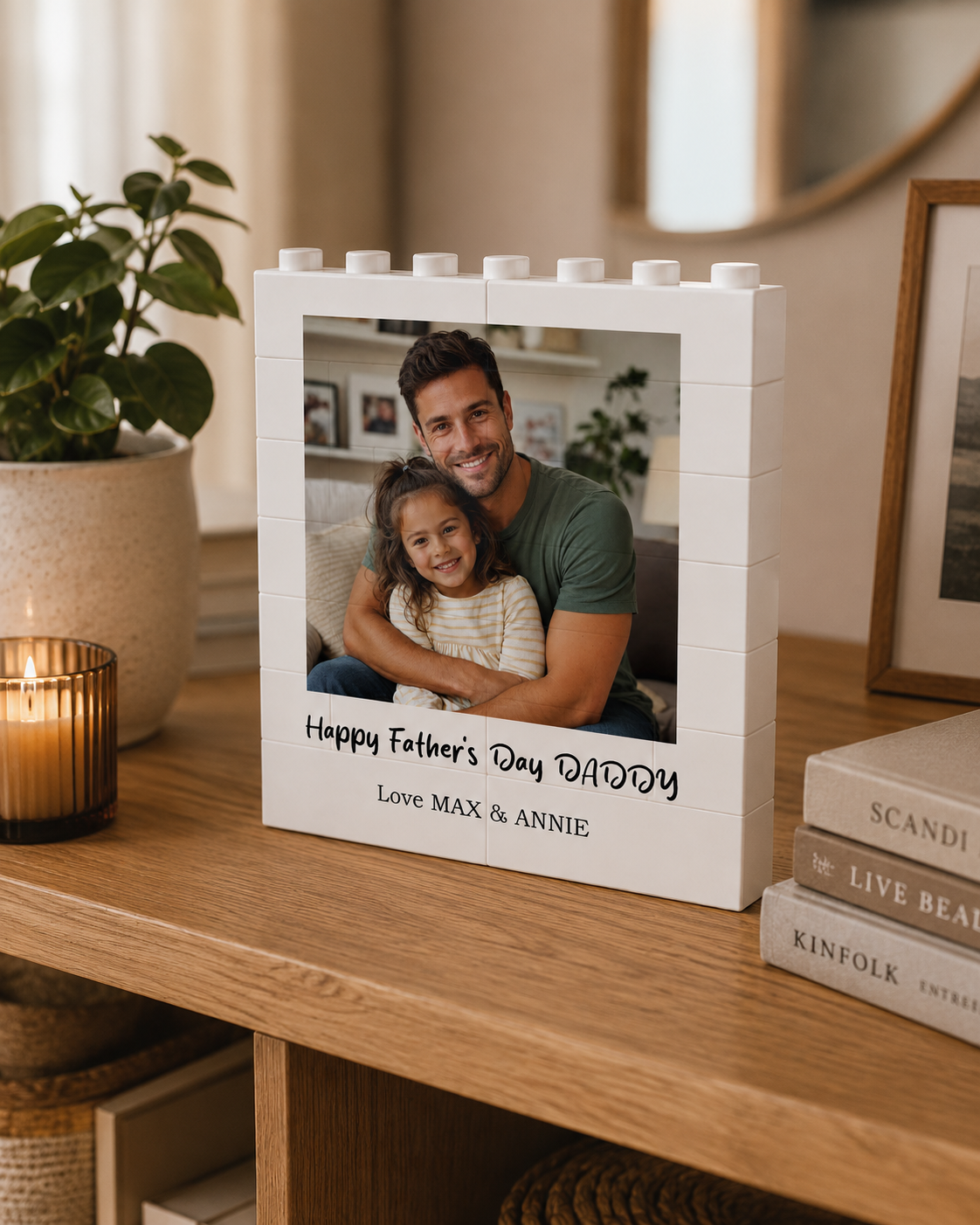 Personalised Photo Father's Day Building Brick Block Gift For Dad, Father's Day