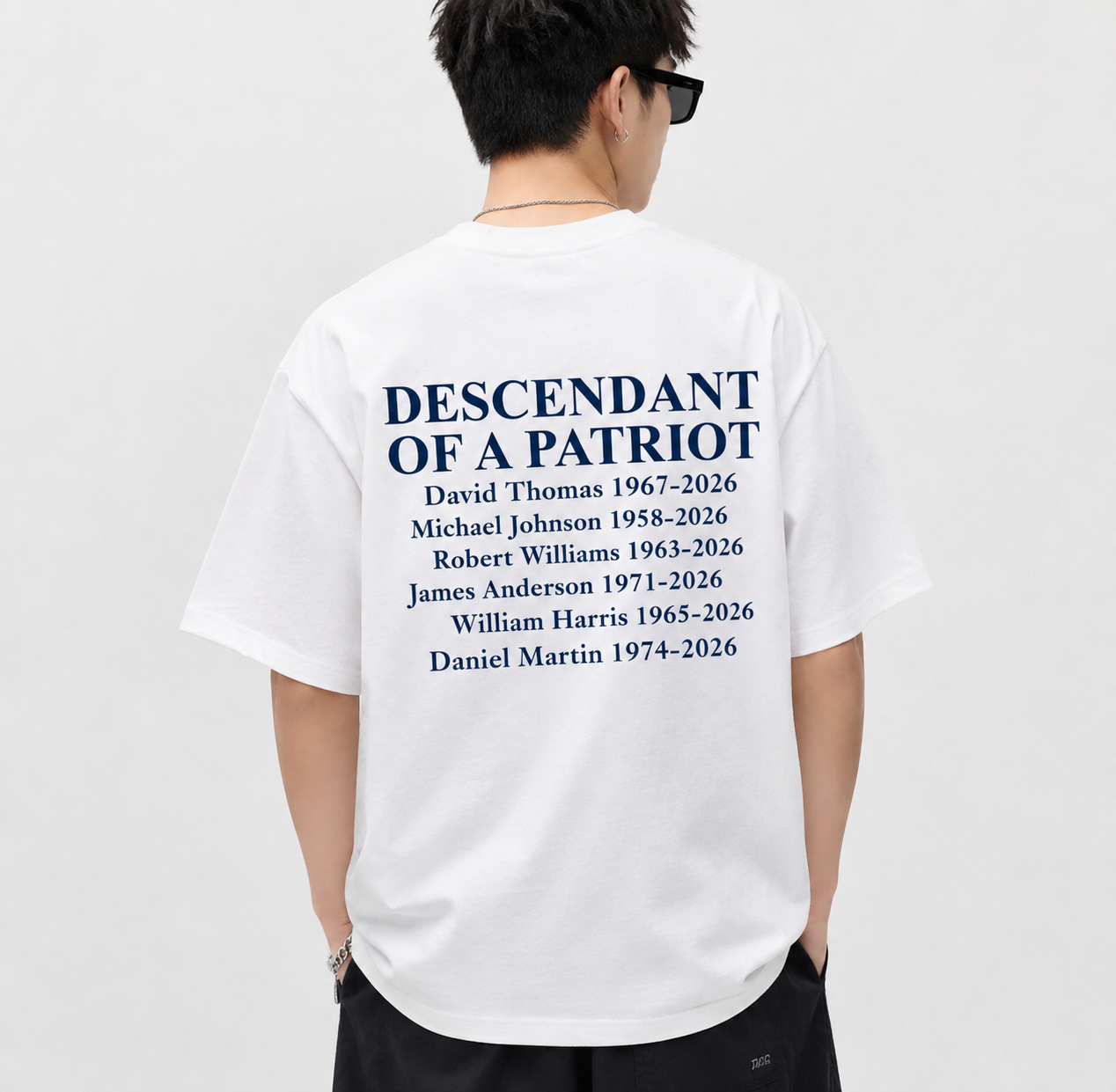 Descendant of Patriots Front & Back Shirt | Custom Name 250 Years Anniversary Shirt | Patriotic 1776–2026 Tee
