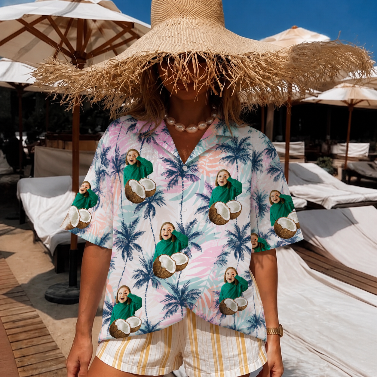 Personalized Face Hawaiian Shirt, Custom Photo Coconut Shirt, Tropical Group Vacation Shirt, Family Friends Matching Aloha Outfit, Unique Gift
