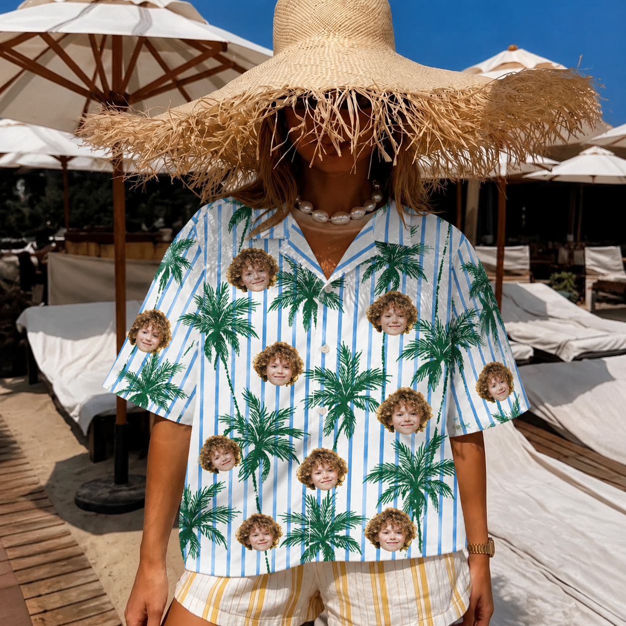 Personalized Face Hawaiian Shirt, Custom Photo Palm Tree Aloha Shirt, Family Friends Vacation Outfit, Tropical Group Shirt, Unique Custom Gift