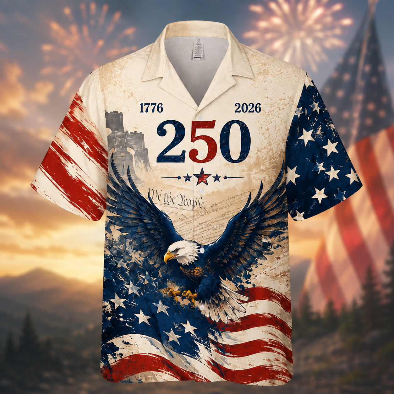 250 Years of Freedom Hawaiian Shirt – USA 250th Anniversary Eagle Patriotic 1776–2026 Button-Up Shirt