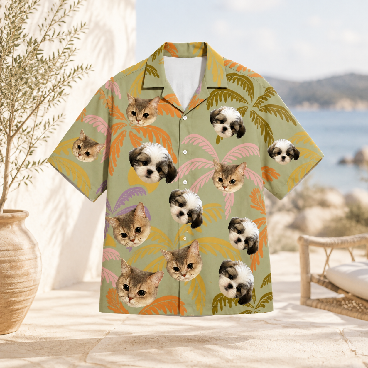 Personalized Custom Face Hawaiian Shirt Tropical Palm Tree Summer Vacation Gift