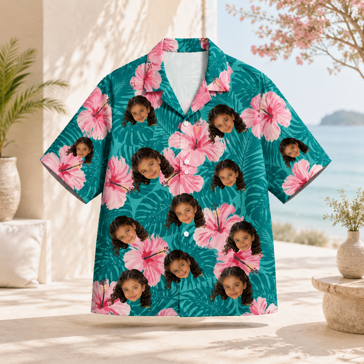Personalized Custom Face Hawaiian Shirt Human Pet Hibiscus Floral Tropical Gift
