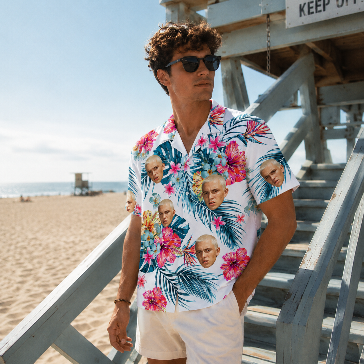 Custom Face Hawaiian Shirt, Personalized Portrait Aloha Shirt, Tropical Floral Photo Button Up, Funny Family Friends Gift, Custom Vacation Shirt