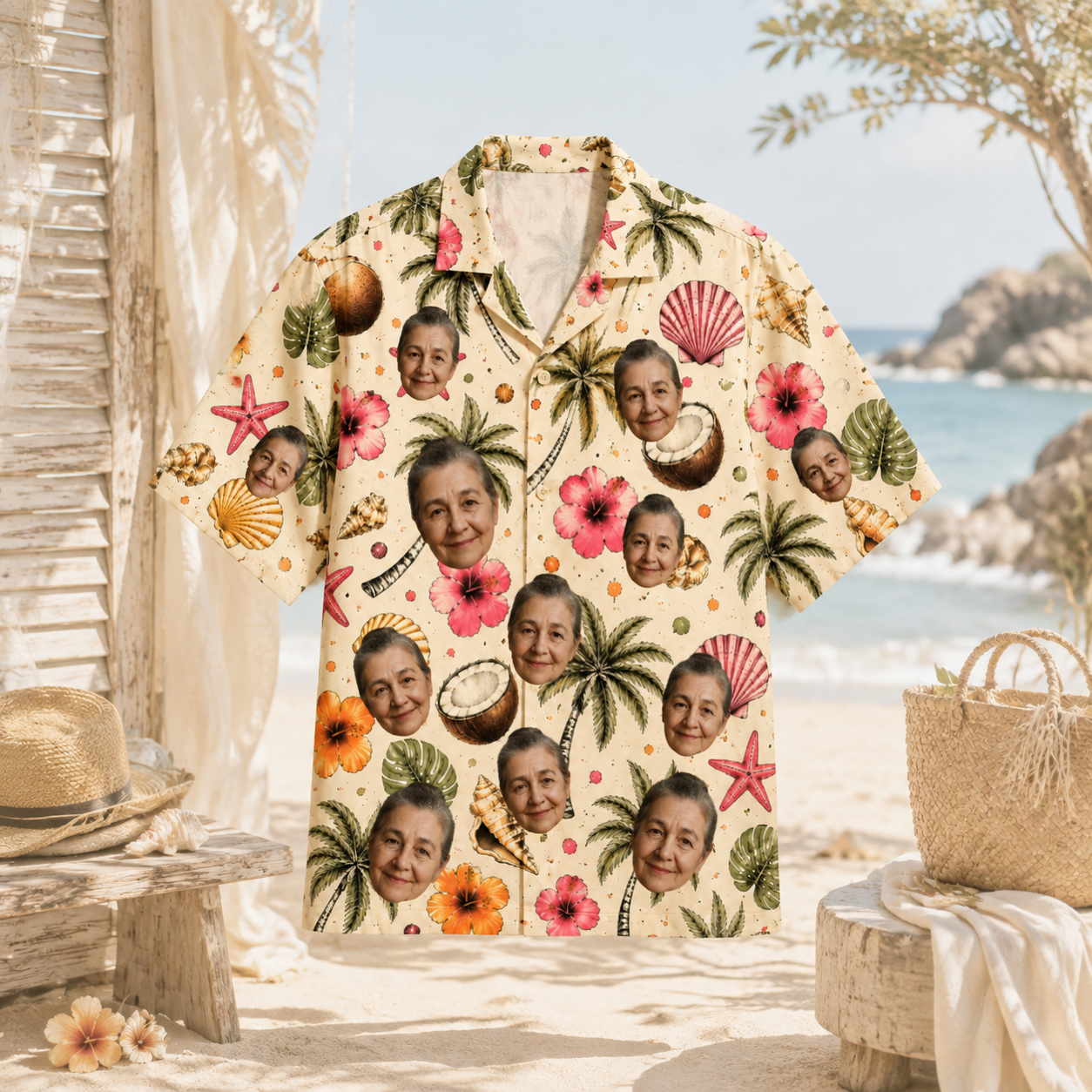 Personalized Custom Face Hawaiian Shirt Tropical Beach Human Pet Floral Vacation Gift