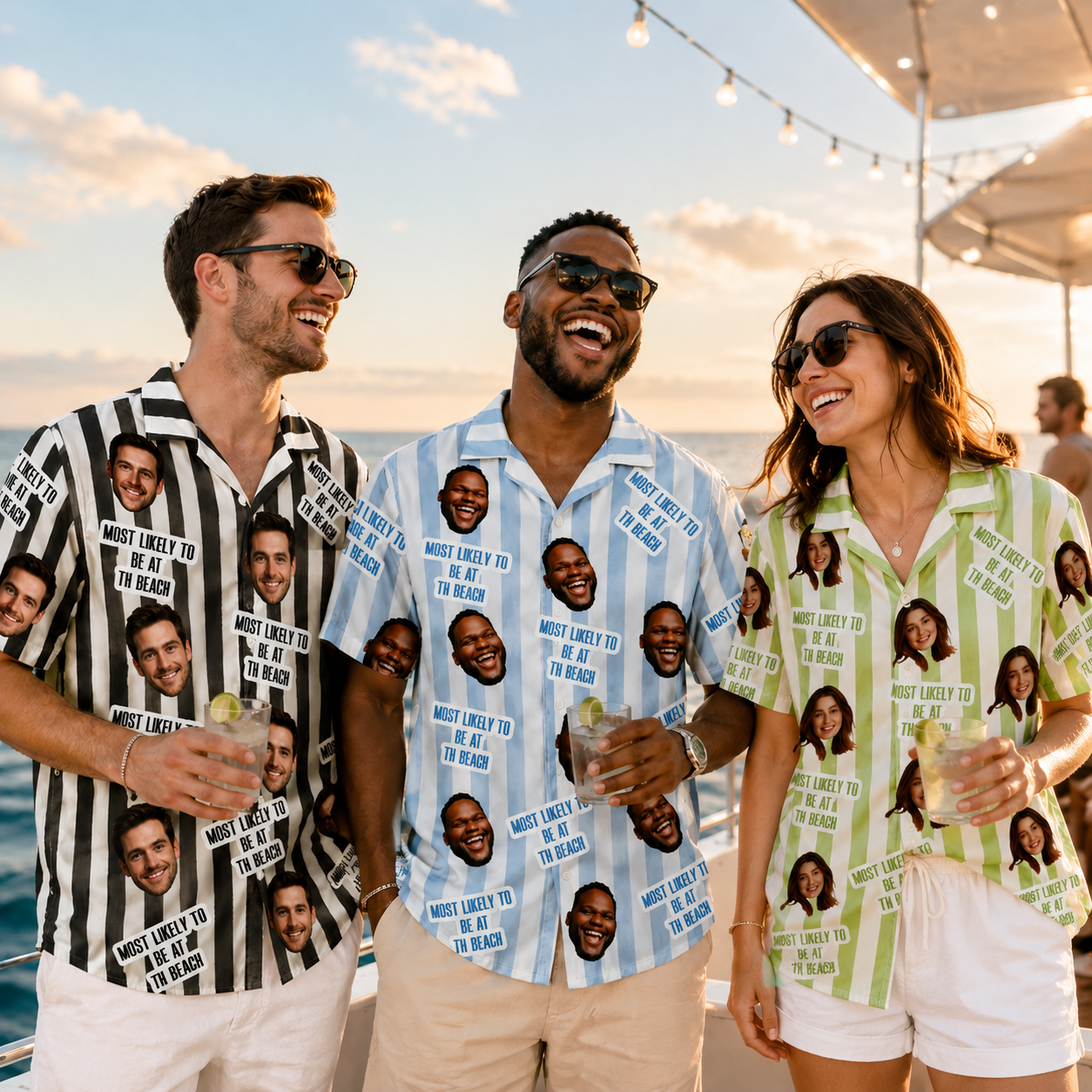 Custom Face Travel Matching Hawaiian Shirt Personalized Beach Crew Vacation Shirt
