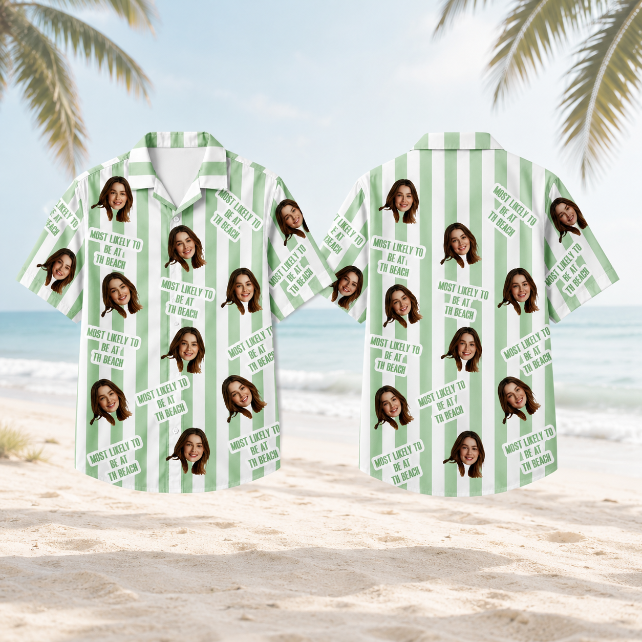 Custom Face Travel Matching Hawaiian Shirt Personalized Beach Crew Vacation Shirt