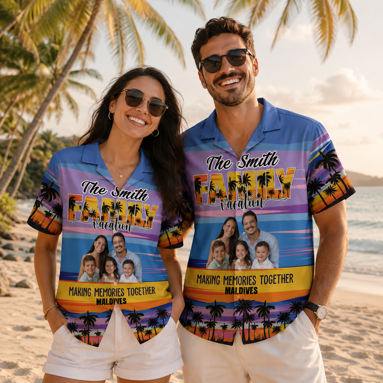 Custom Family Hawaiian Shirt Personalized Photo Vacation Matching Shirt