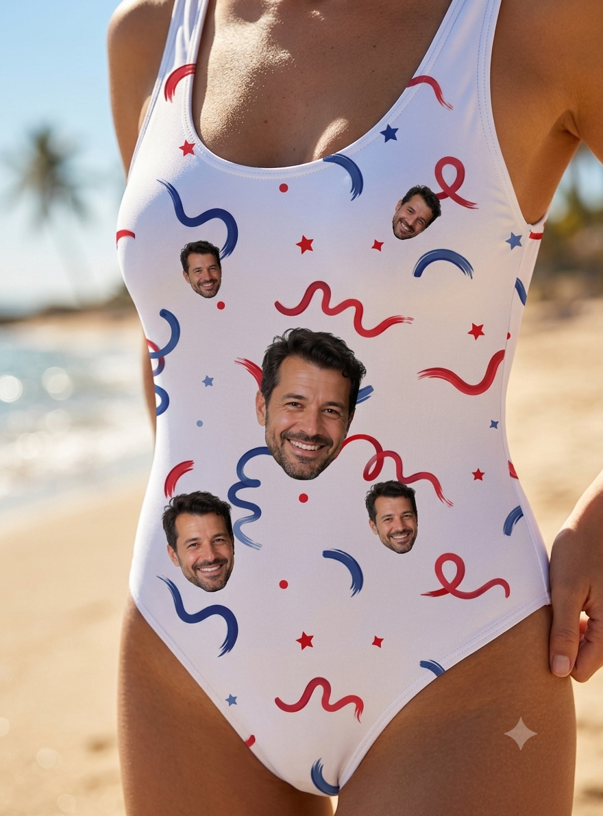Custom Funny Face America Bathing Swimsuit Summer Party Gift