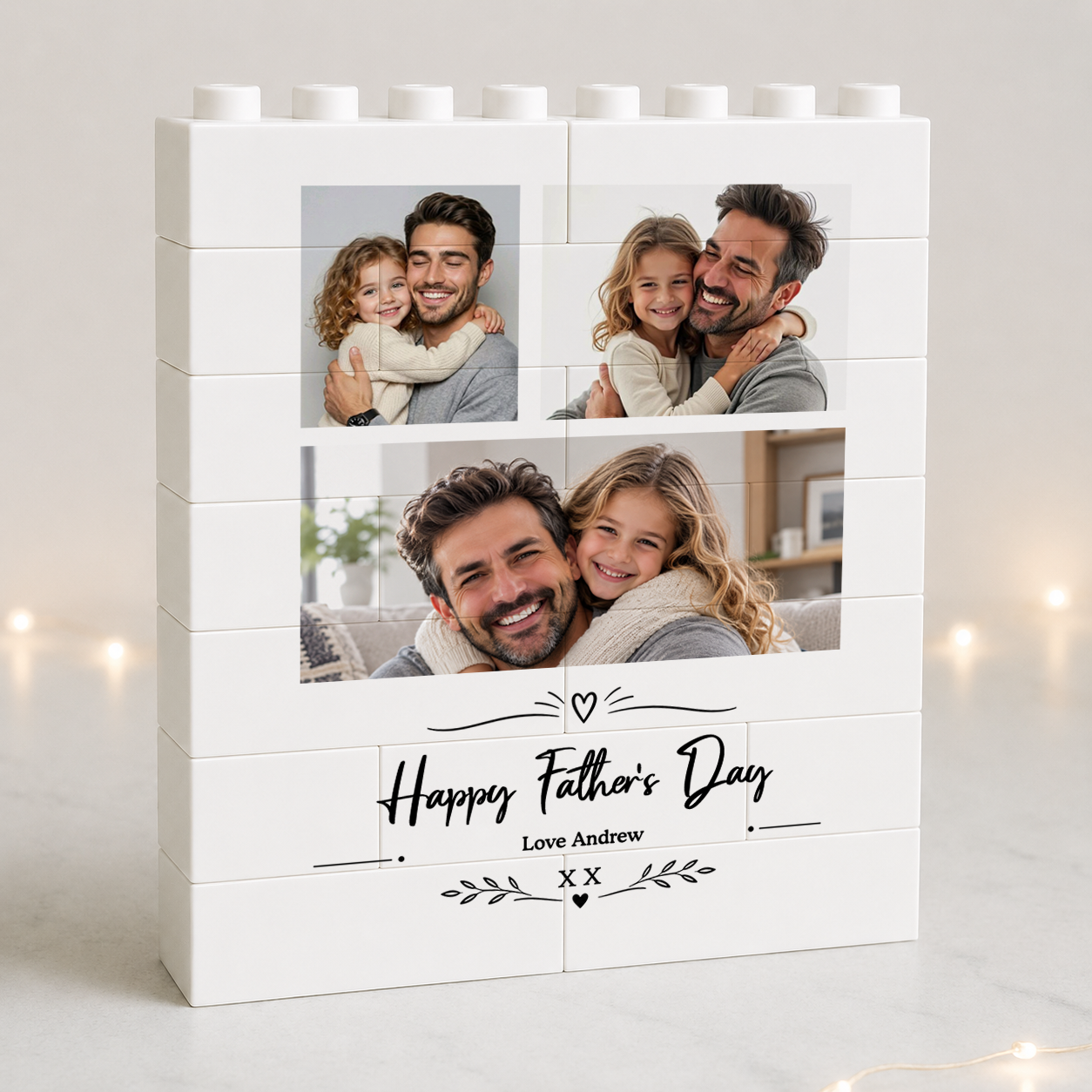 Personalised Photo Father's Day Building Brick Block Gift For Dad, Father's Day