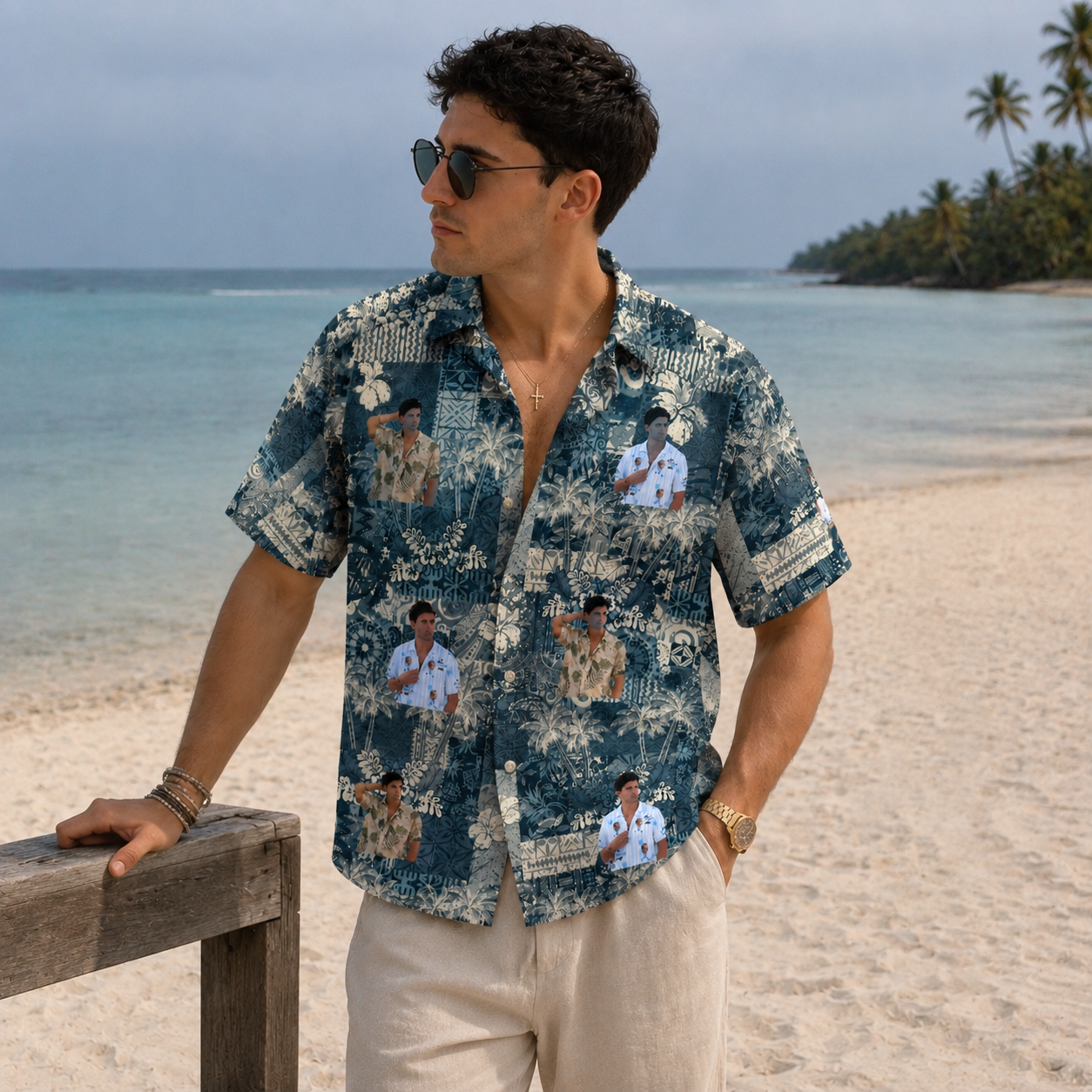 Tropical Hawaiian Shirt with Custom Portrait - Summer Holiday Gift