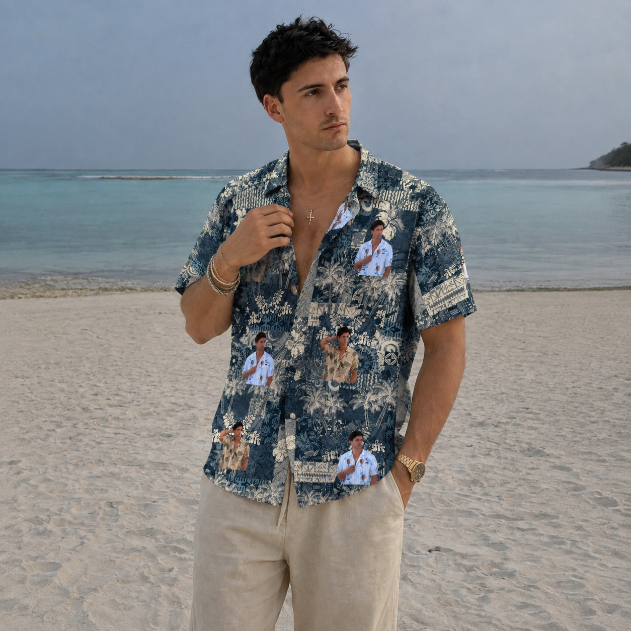 Tropical Hawaiian Shirt with Custom Portrait - Summer Holiday Gift
