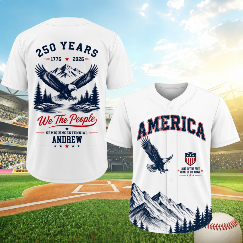 Personalized USA 250th Anniversary Baseball Jersey, 1776-2026 We The People Jersey, Patriotic 4th Of July Shirt
