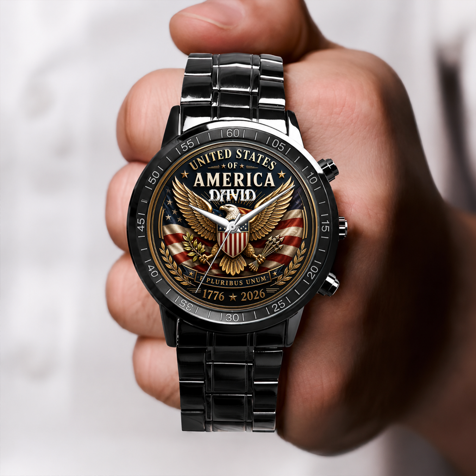 Custom Name America 250th Anniversary 1776 - 2026 Patriotic Wrist Watch