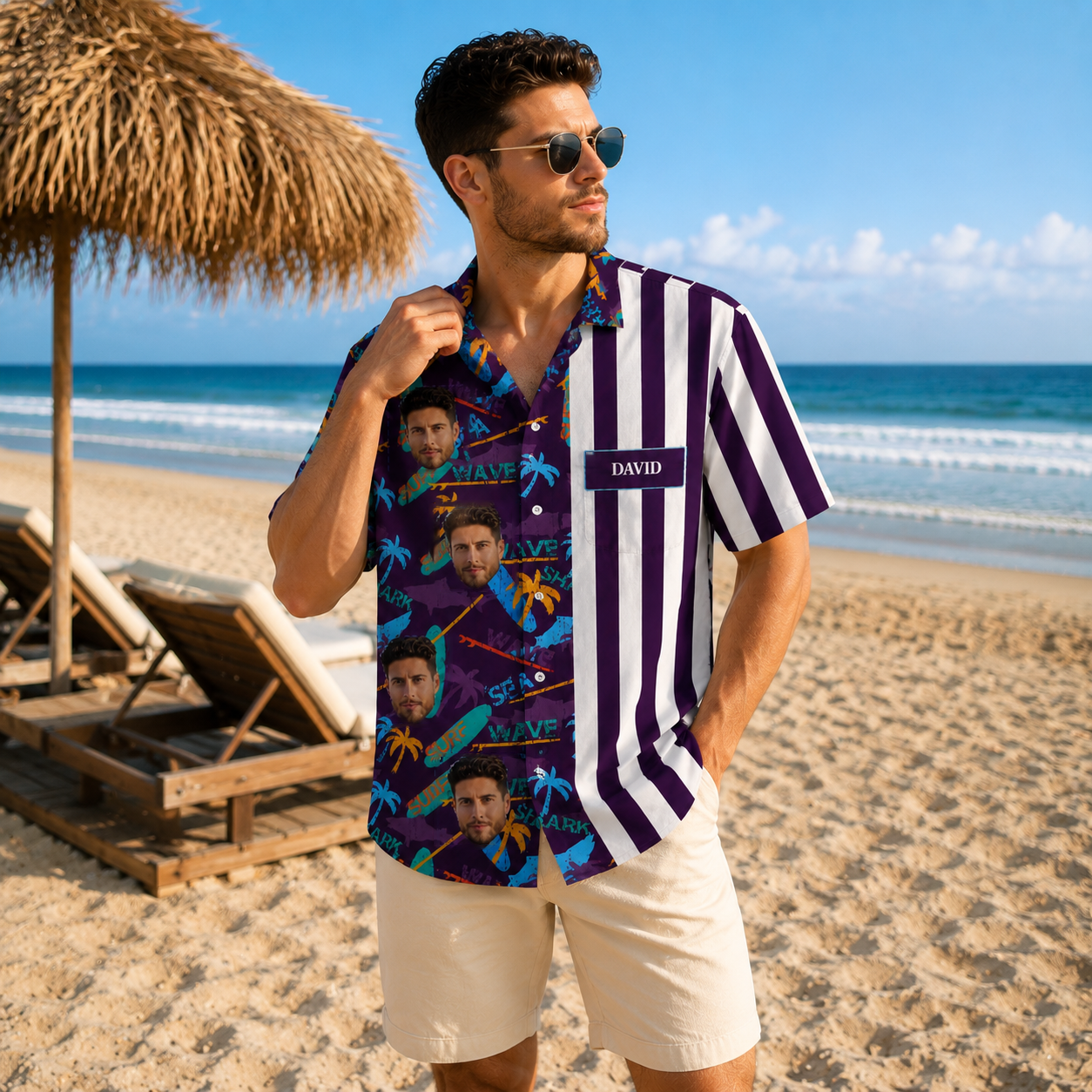 Personalized Tropical Hawaiian Shirt - Custom Face Button-Up Shirt, Island Vacation Apparel