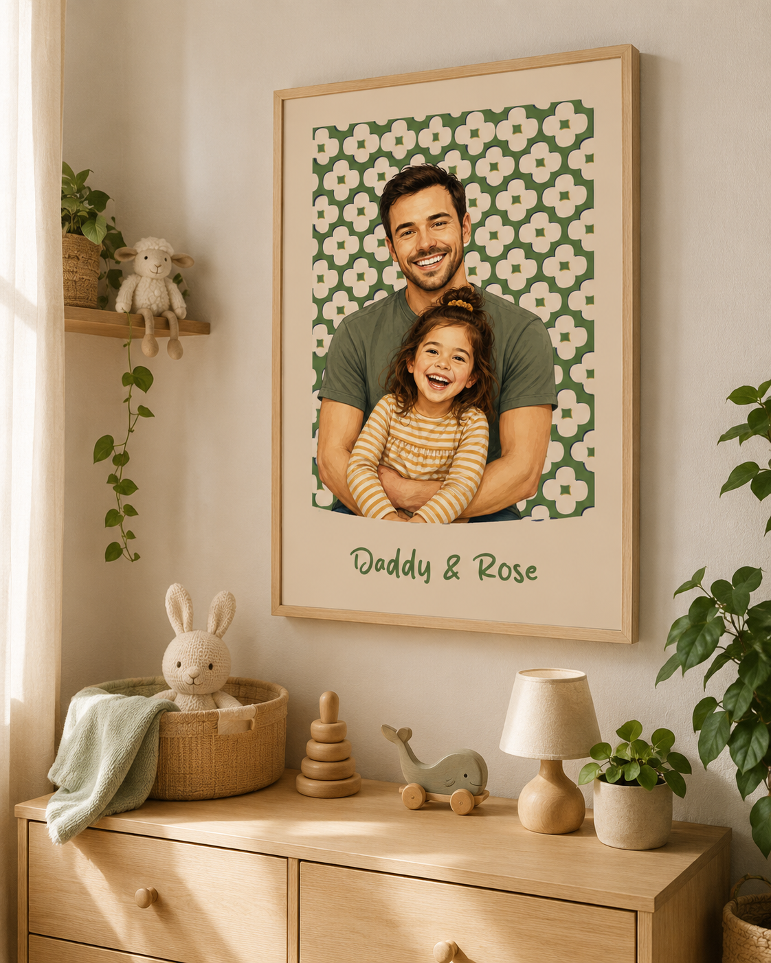 Custom Photo Realistic Watercolor Art Dad Grandpa Portrait Topographic Pattern - Personalized Poster