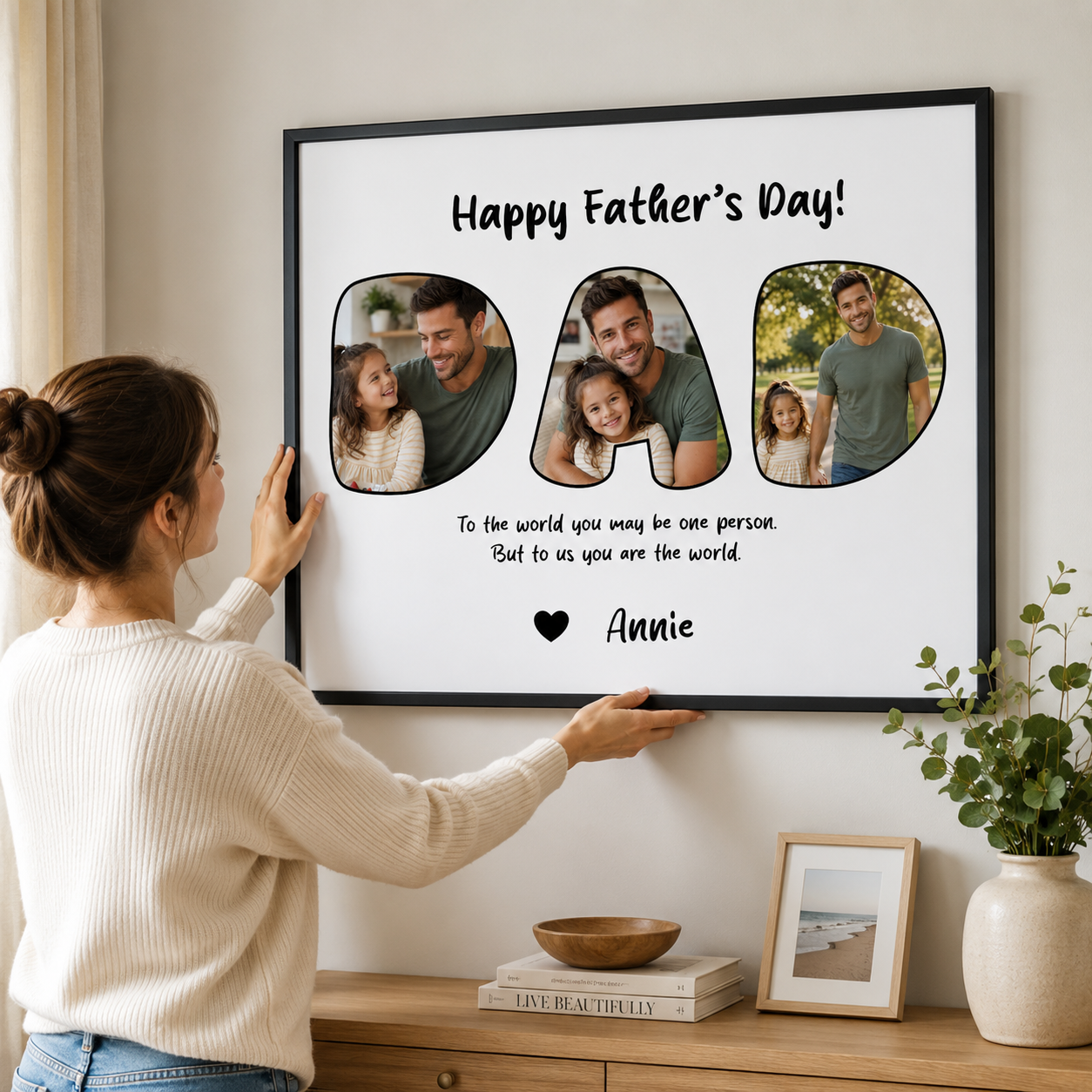 Custom Photo Happy Father's Day To Dad - Personalized Poster/Canvas Prints - Gift For Dad, Grandpa, Father's Day
