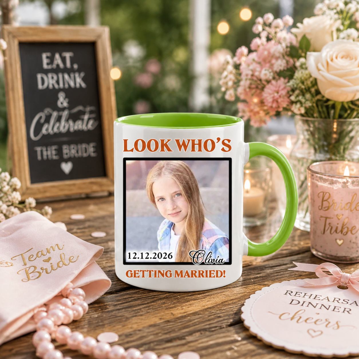 Personalized "Look Who's Getting Married!" Ceramic Coffee Mug, Custom Photo Wedding & Bridal Shower Gift 11oz & 15oz