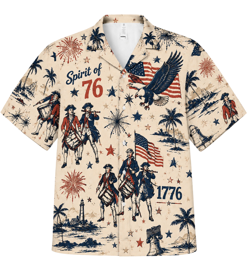 250 Years of America Hawaiian Shirt, Spirit of 76 Patriotic 4th of July 1776-2026 AOP Hawaii Shirt