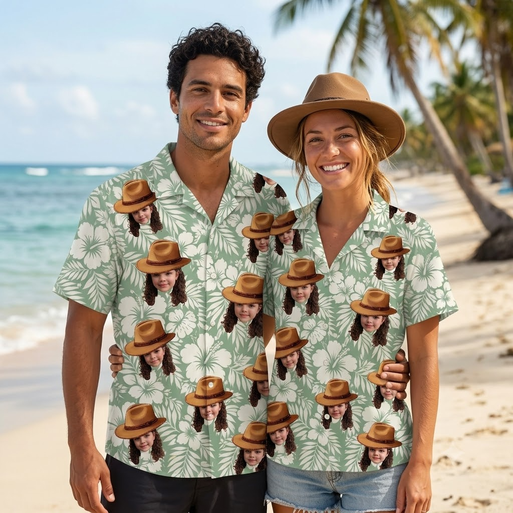 Custom Face Hawaiian Shirt Personalized Photo Tropical Beach Vacation Shirt
