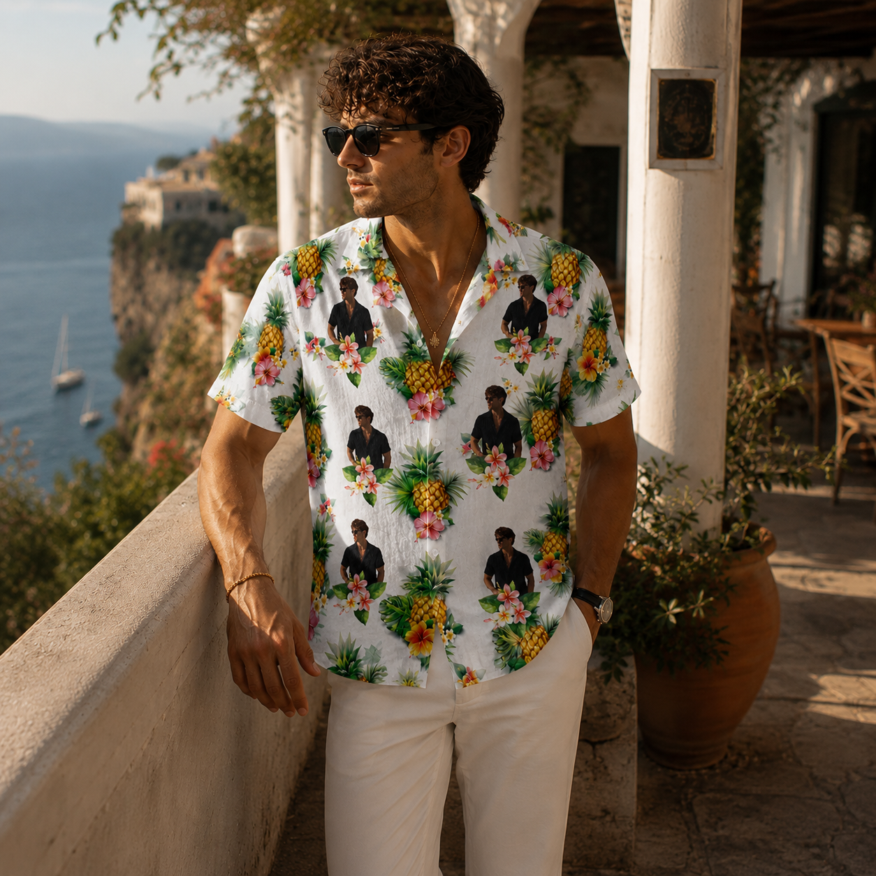 Pineapple Hibiscus Tropical Shirt - Custom Photo Hawaiian Shirt, Personalized Portrait Aloha Shirt