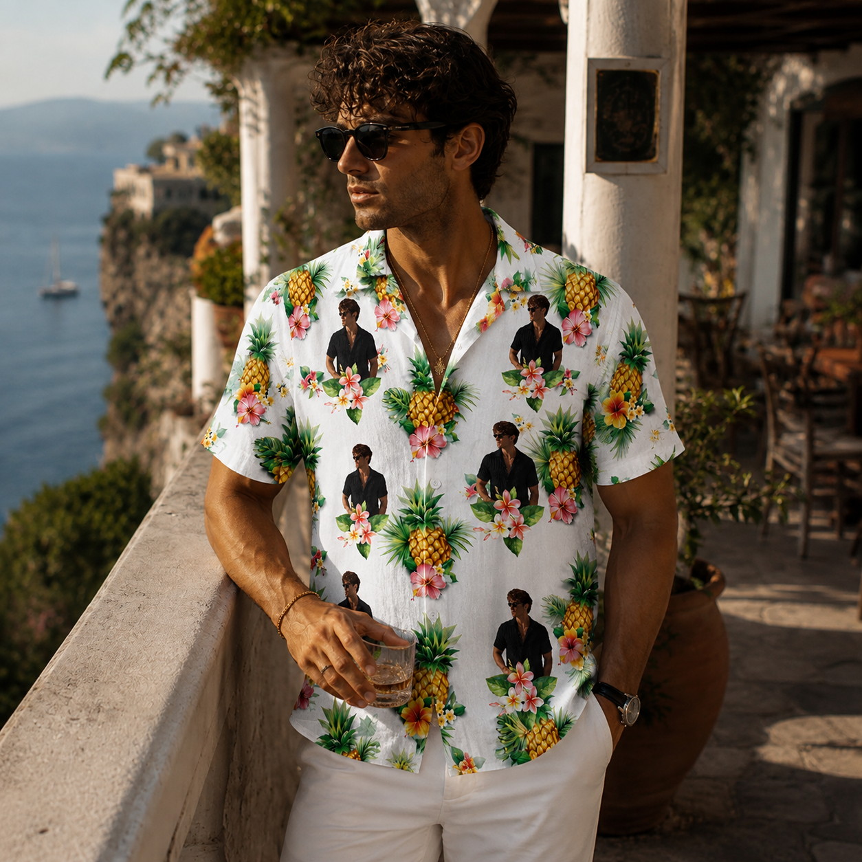 Pineapple Hibiscus Tropical Shirt - Custom Photo Hawaiian Shirt, Personalized Portrait Aloha Shirt