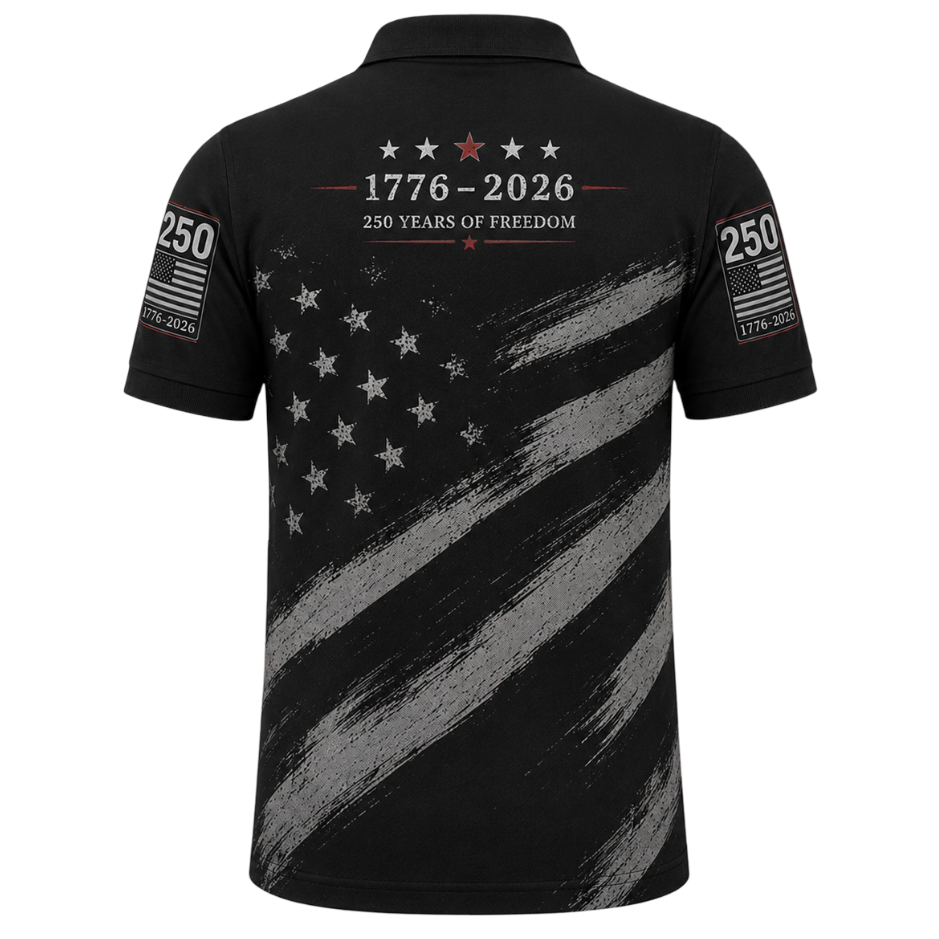 USA 250th Anniversary Patriotic Golf Polo Shirt, America 250 Years Of Freedom AOP Polo Shirt, S