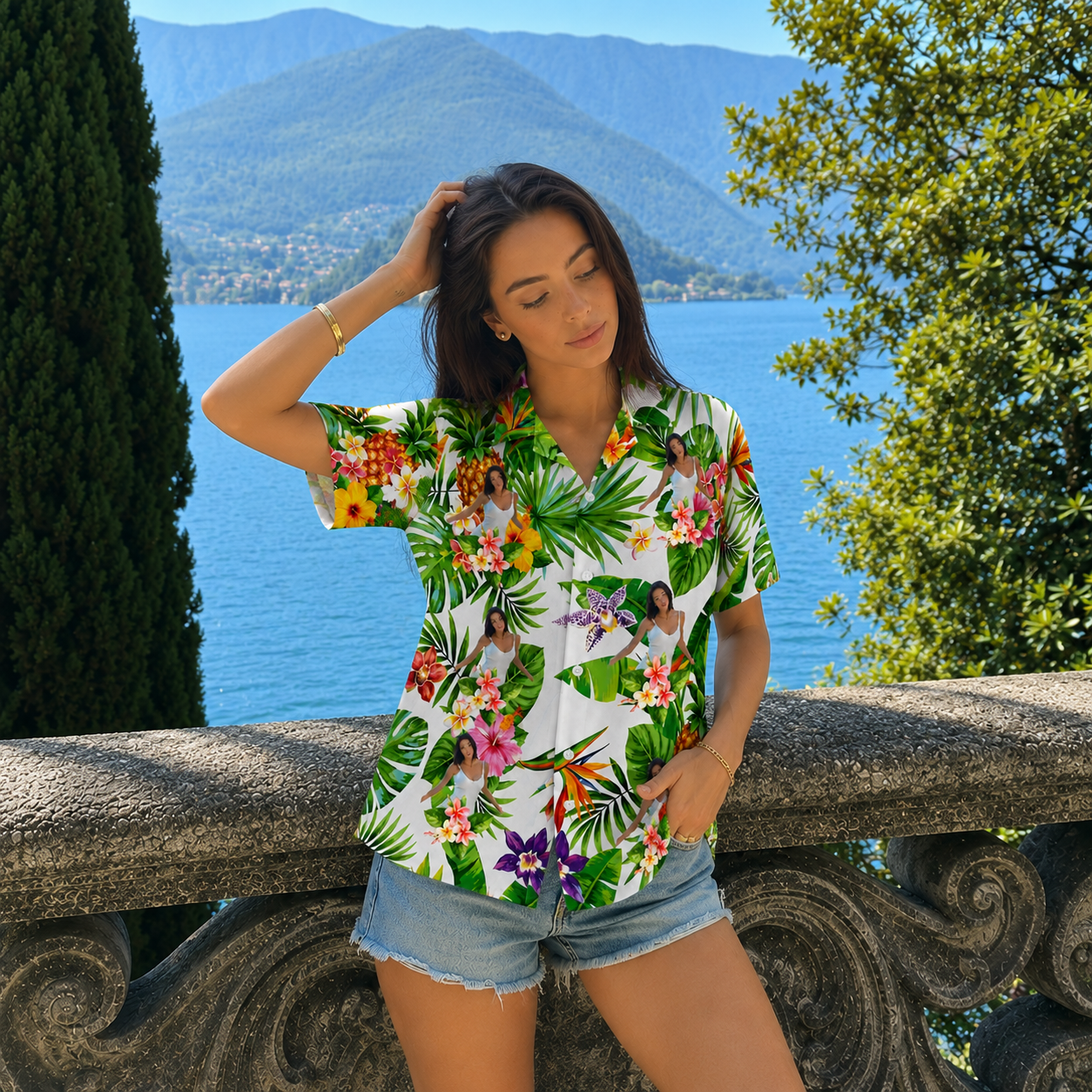 Personalized Hawaiian Shirt with Photo - Custom Portrait Shirt, Tropical Summer Shirt