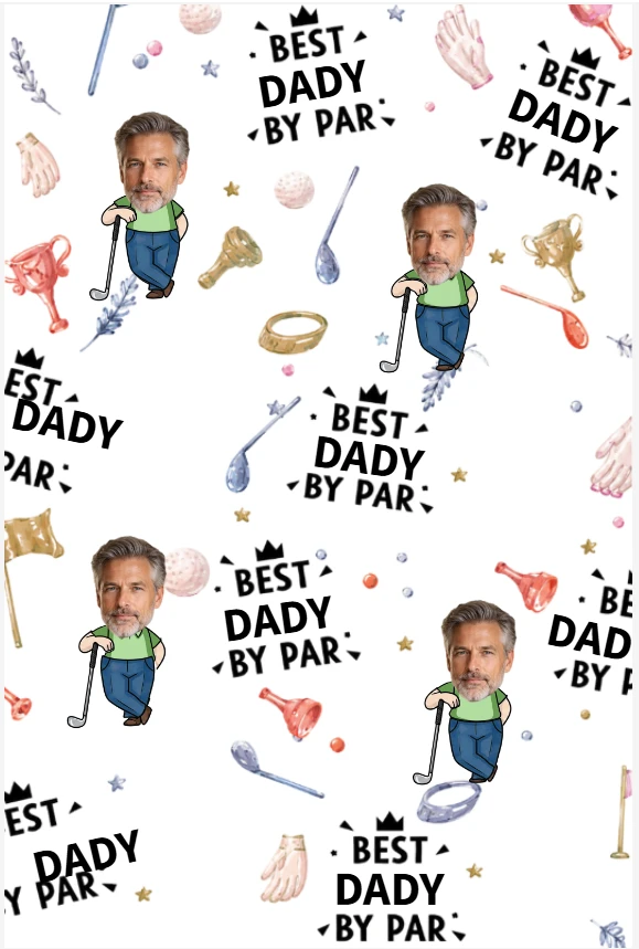 Custom Photo Best Dad By Par Funny Kid - Personalized Golf Towel
