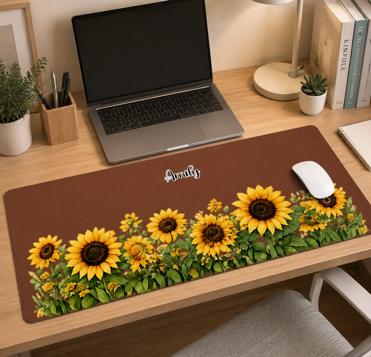 Custom Birth Flower & Name For Her, Coworkers, Friends, Teacher - Personalized Desk Mat