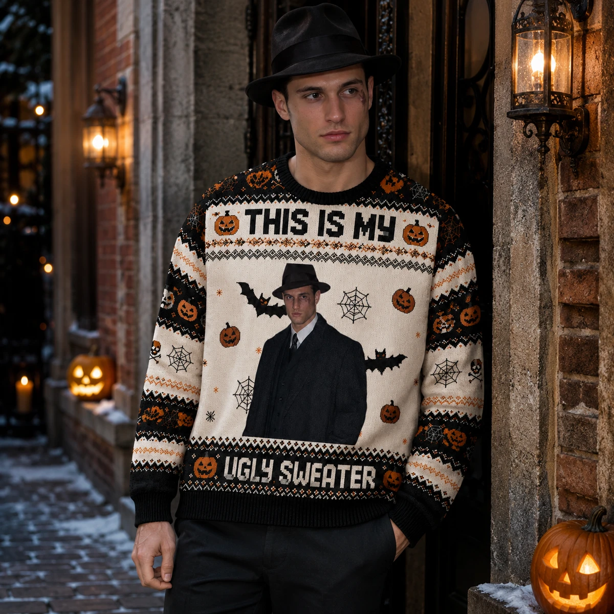 Personalized Halloween Sweater Custom Portrait Ugly Sweater