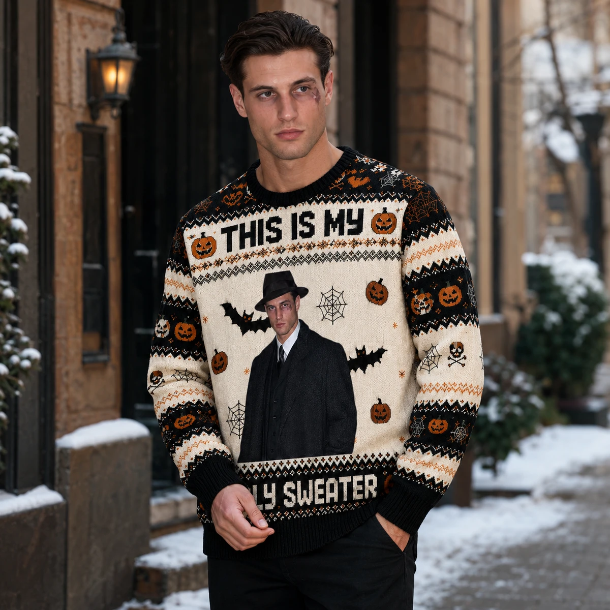 Personalized Halloween Sweater Custom Portrait Ugly Sweater