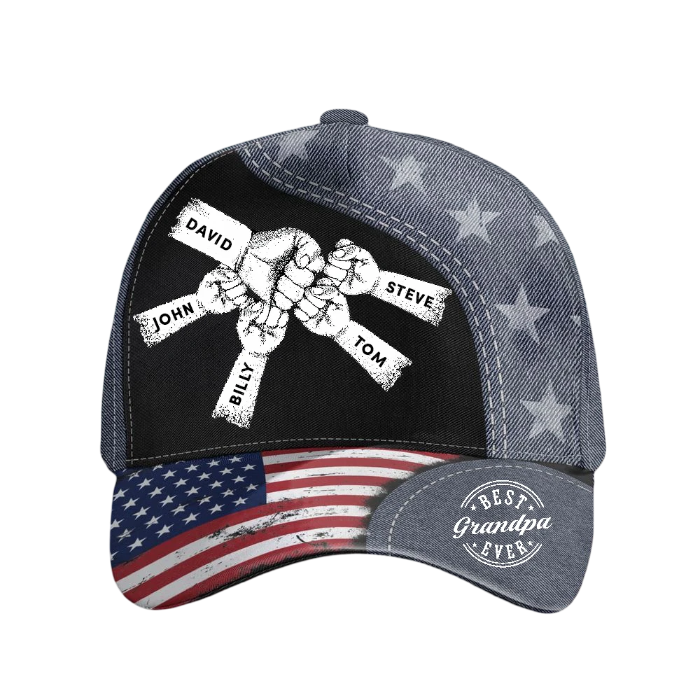 Fist Bump Daddy Grandpa - Personalized Classic Cap - Gift For Dad