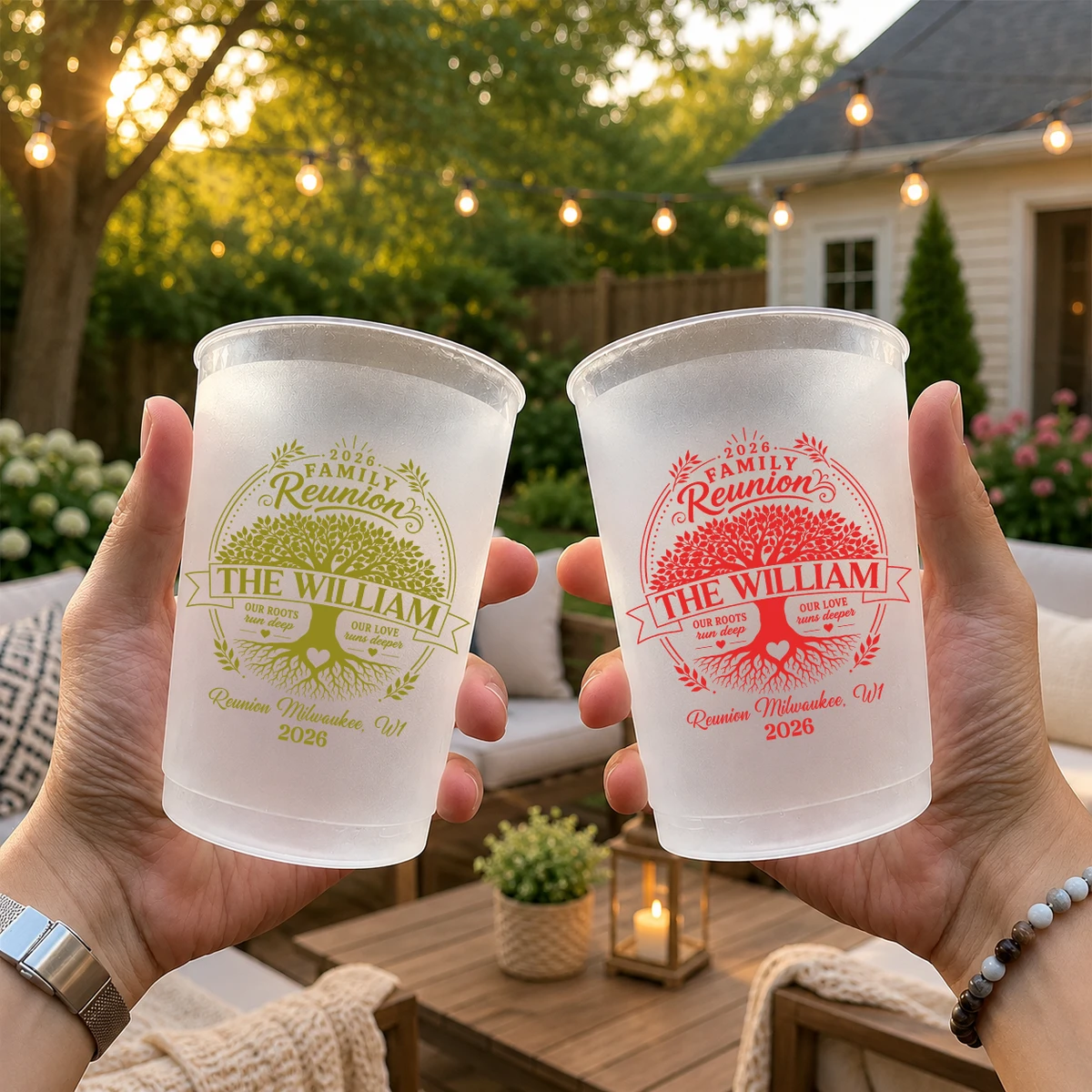Family Reunion Party Favors, Family Tree, Our Roots Run Deep Our Love Runs Deeper - Personalized Cups