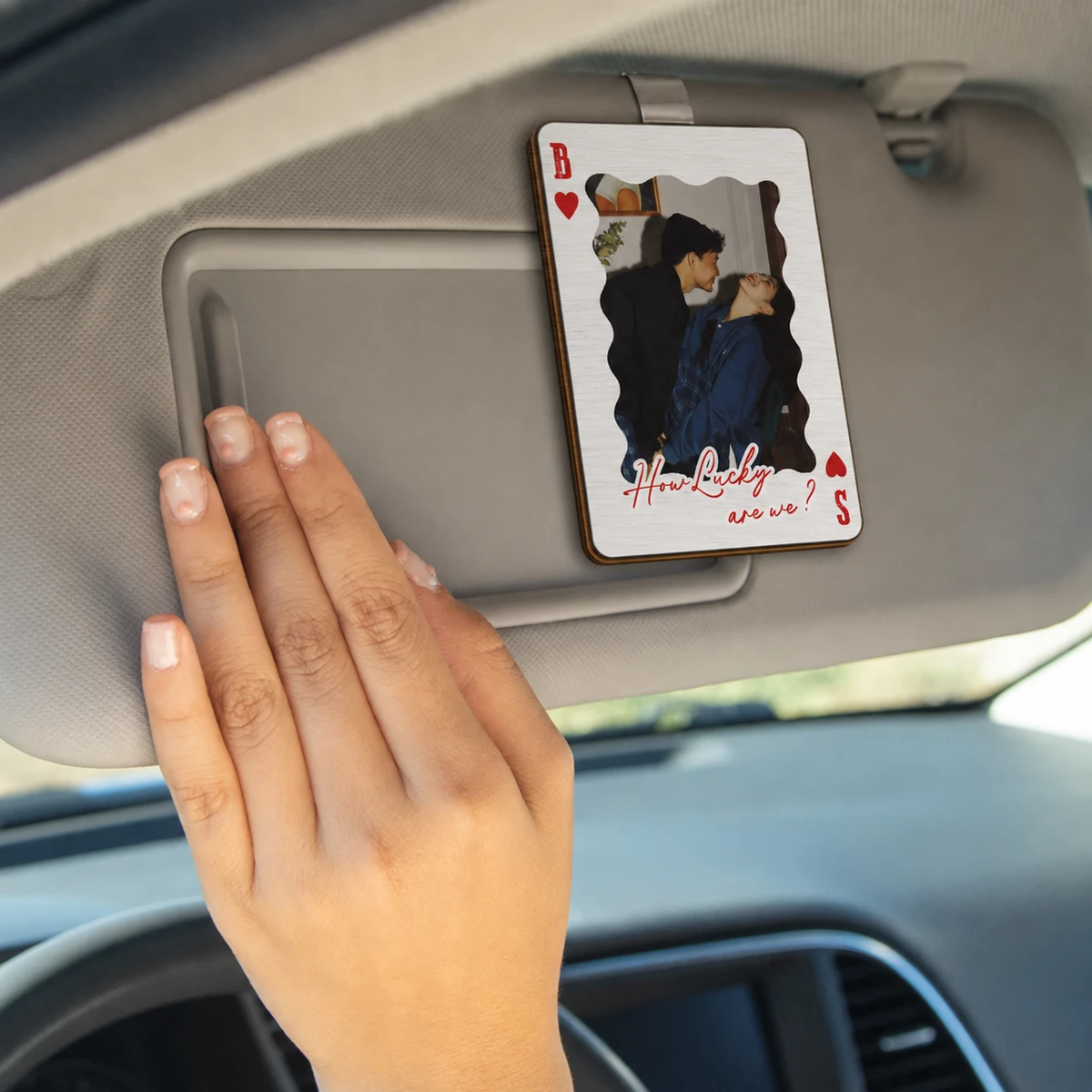 Custom Photo Drive Safe Handsome Playing Card - Personalized Custom Shaped Car Visor Clip