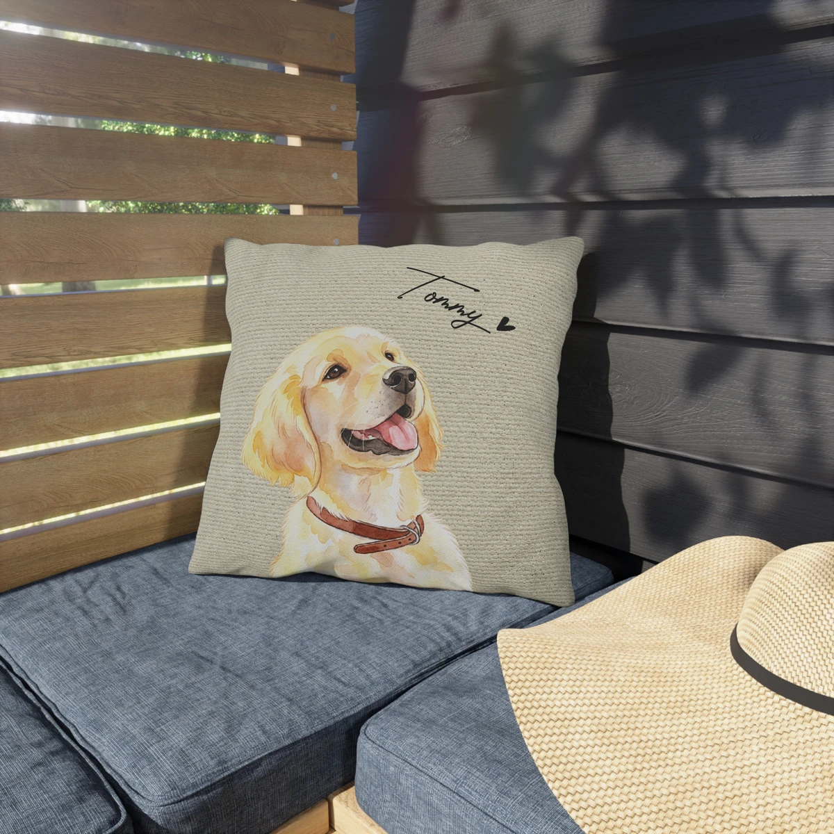 Custom Photo Realistic Watercolor Art Cat Dog Pet - Personalized Pillow